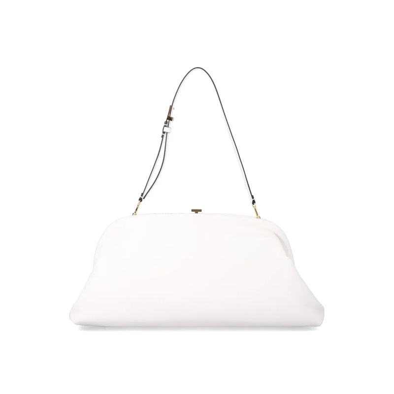 Alberta Ferretti Sac à bandoulière Smooth Leather Shoulder Bag With Gold-Tone Hardwar White