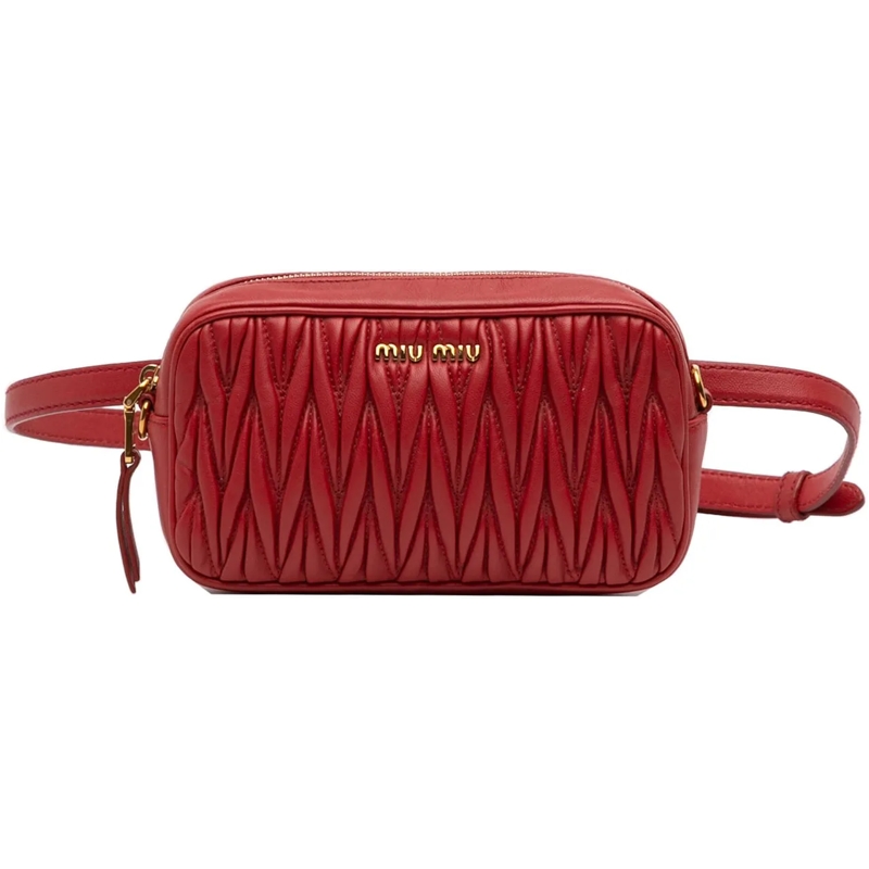 Miu Miu Gürteltasche Matelasse Leather Belt Bag rot
