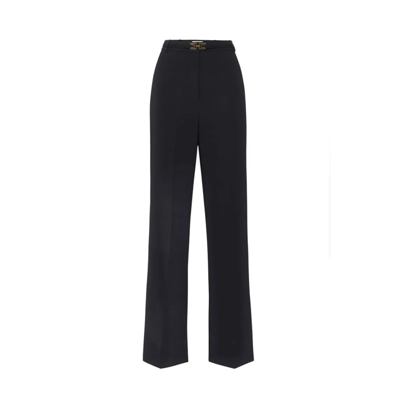 Elisabetta Franchi  Wide-Leg Trousers With High Waist Black