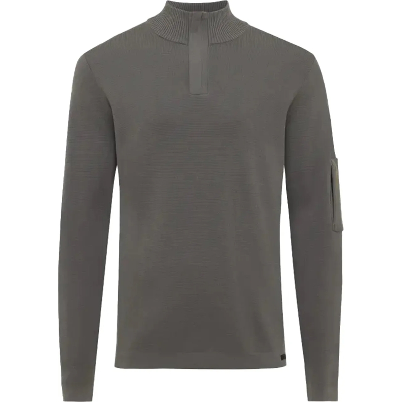 GENTI Pullover Cool Dry Turtle Zip Grey grau