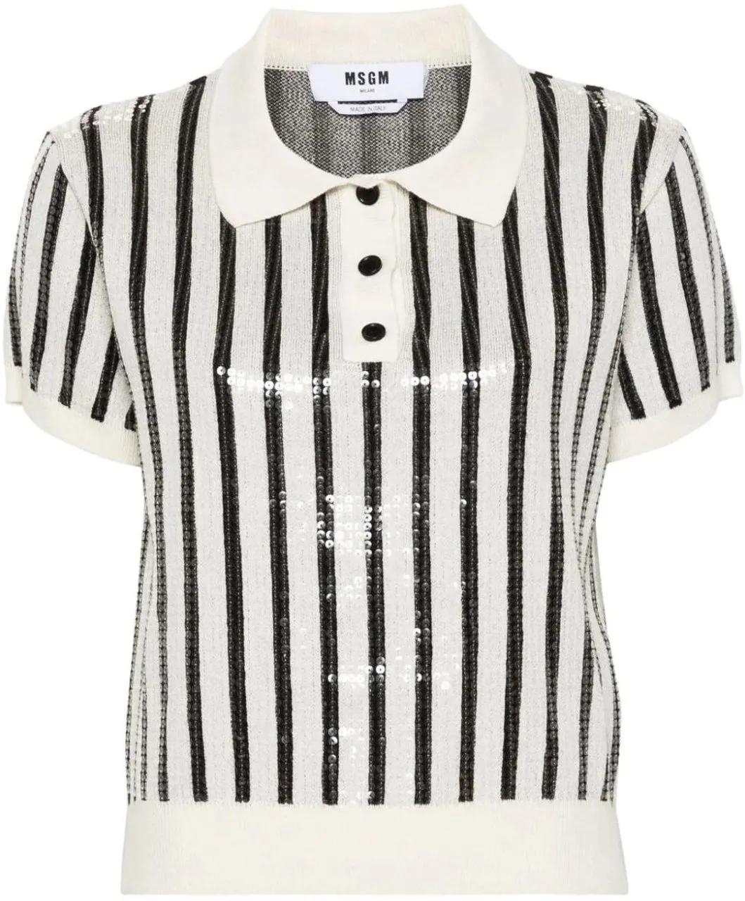 Thumbnail - MSGM - Cropped Top With Sequins In Fabric - Größe S - bunt