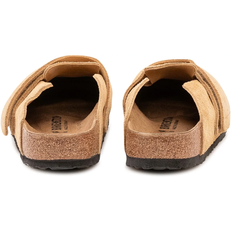 Birkenstock Slides Sabot in Pelle Scamosciata con Cinturino beige(Image 3)