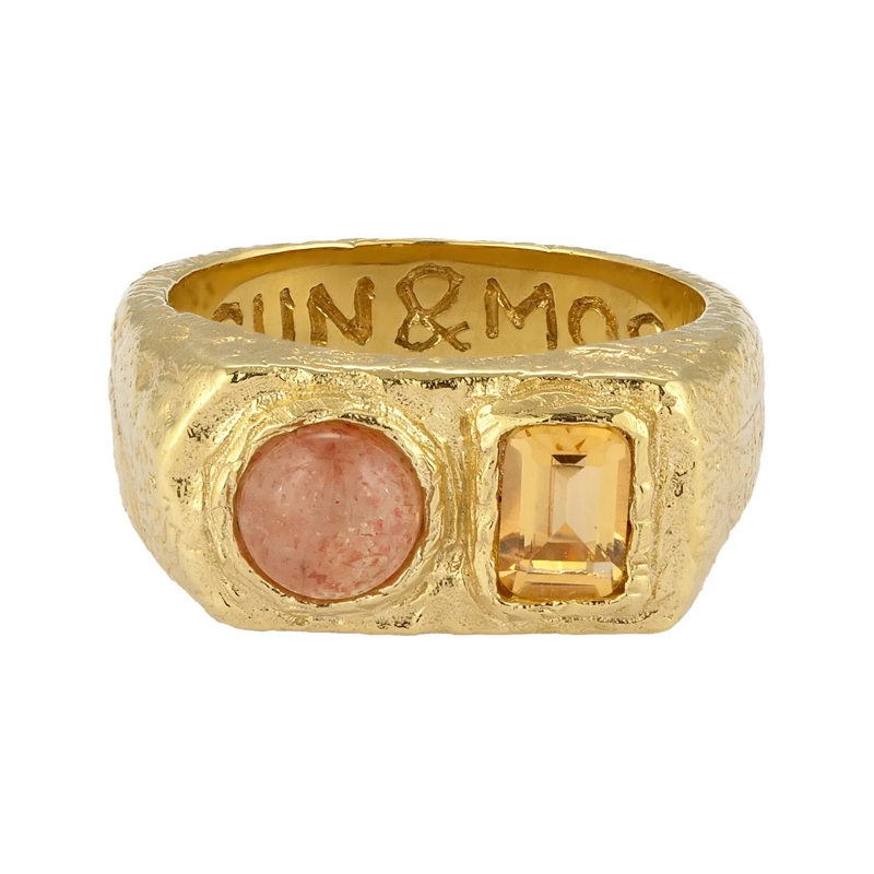 Haze & Glory Ring Ring Cocktail Citrin Sonnenstein Orange 925 Sterli gold(Image 2)