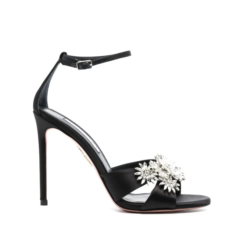 Aquazzura Sandalen Crystal-Embellished High Stiletto Sandals Black
