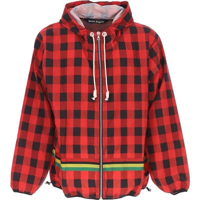 Palm Angels Donsjas Palm Angels Checked Windbreaker Jacket rot