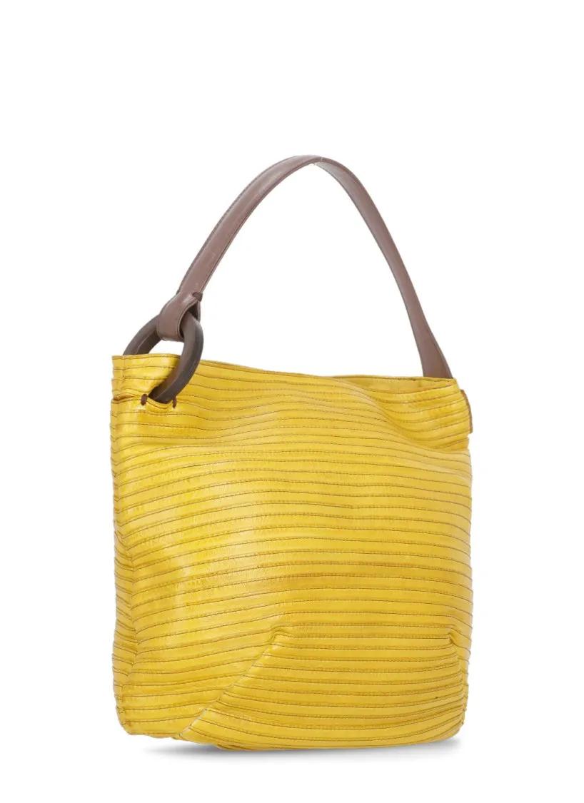 Majo Shoppers & Totes Yellow Leather Shoulder Bag in geel