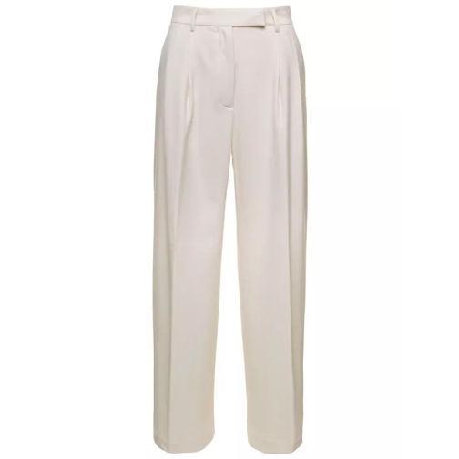 Antonelli Paride' Off-White Palazzo Pants With Concealed Fas White Byxor