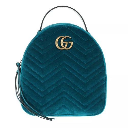 Gucci GG Marmont Velvet Backpack Petrol Ryggsäck