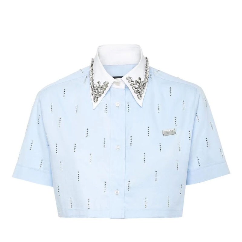 Philipp Plein Hemd Hemd Mit Schmucksteinen hell-blau