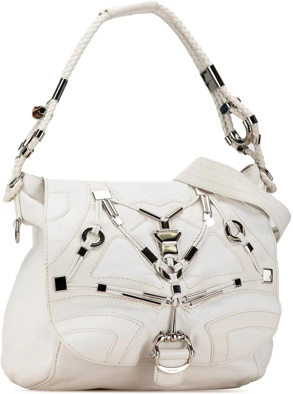 Gucci Hobo bags 2000-2015 Leather Horsebit Techno Satchel in wit