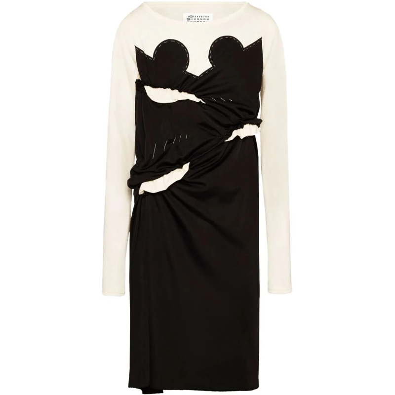 Maison Margiela Robe midi Midi Dress Black/white weiß