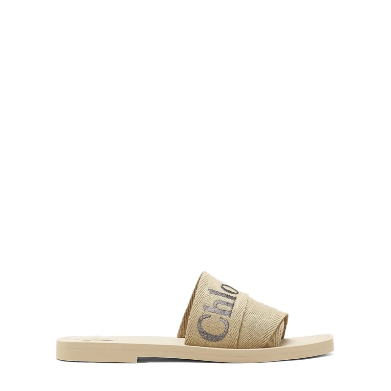 Chloé Sandales Woody Slides With Wide Soft Strap Neutrals