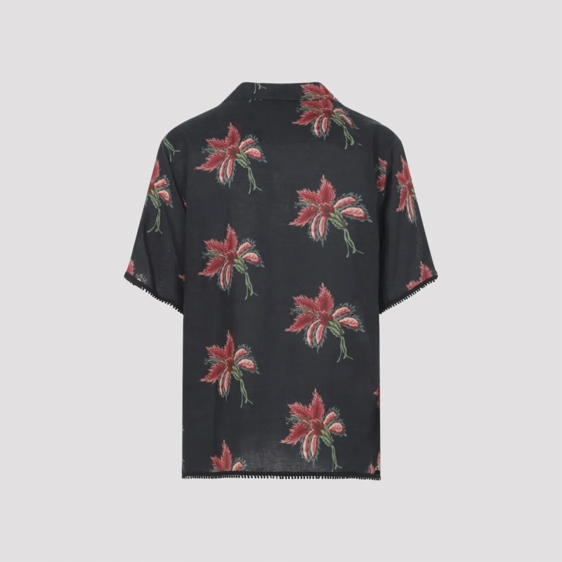 Valentino Garavani Overhemd Relaxed Fit Floral Pattern Short-Sleeve Shirt Black(Image 3)