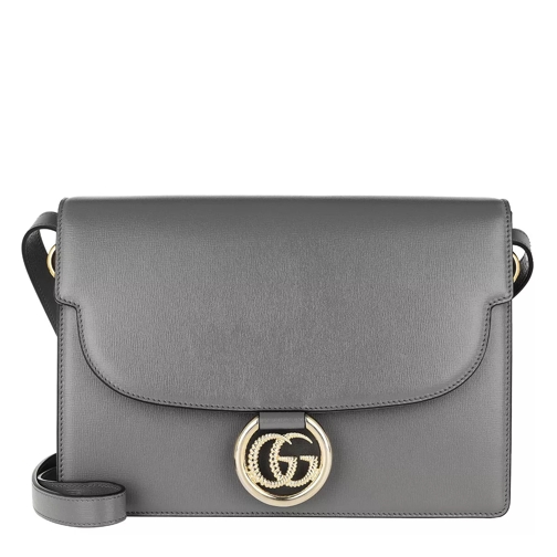 Gucci GG Ring Shoulder Bag Leather Grey Crossbody Bag