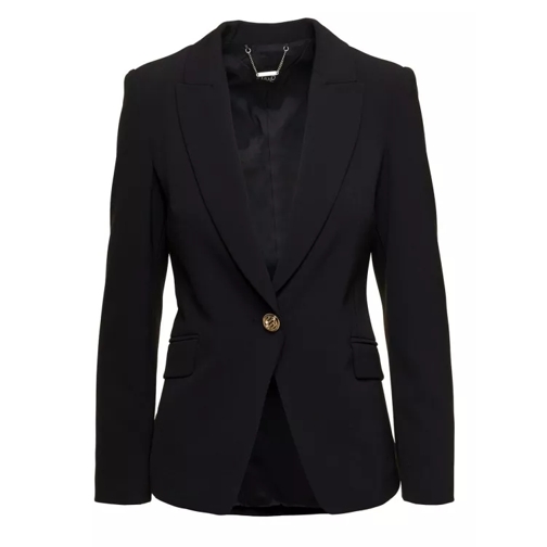 LIU JO Black Single-Breasted Jacket With Jewel Button In  Black 