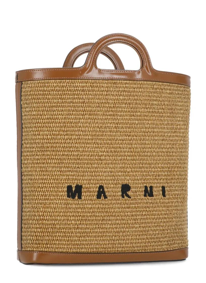 Marni Shoppers Rafia Shoulder Bag in bruin