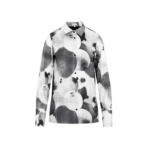 Loewe Hemden Black And White Wool Balloon Print Shirt White