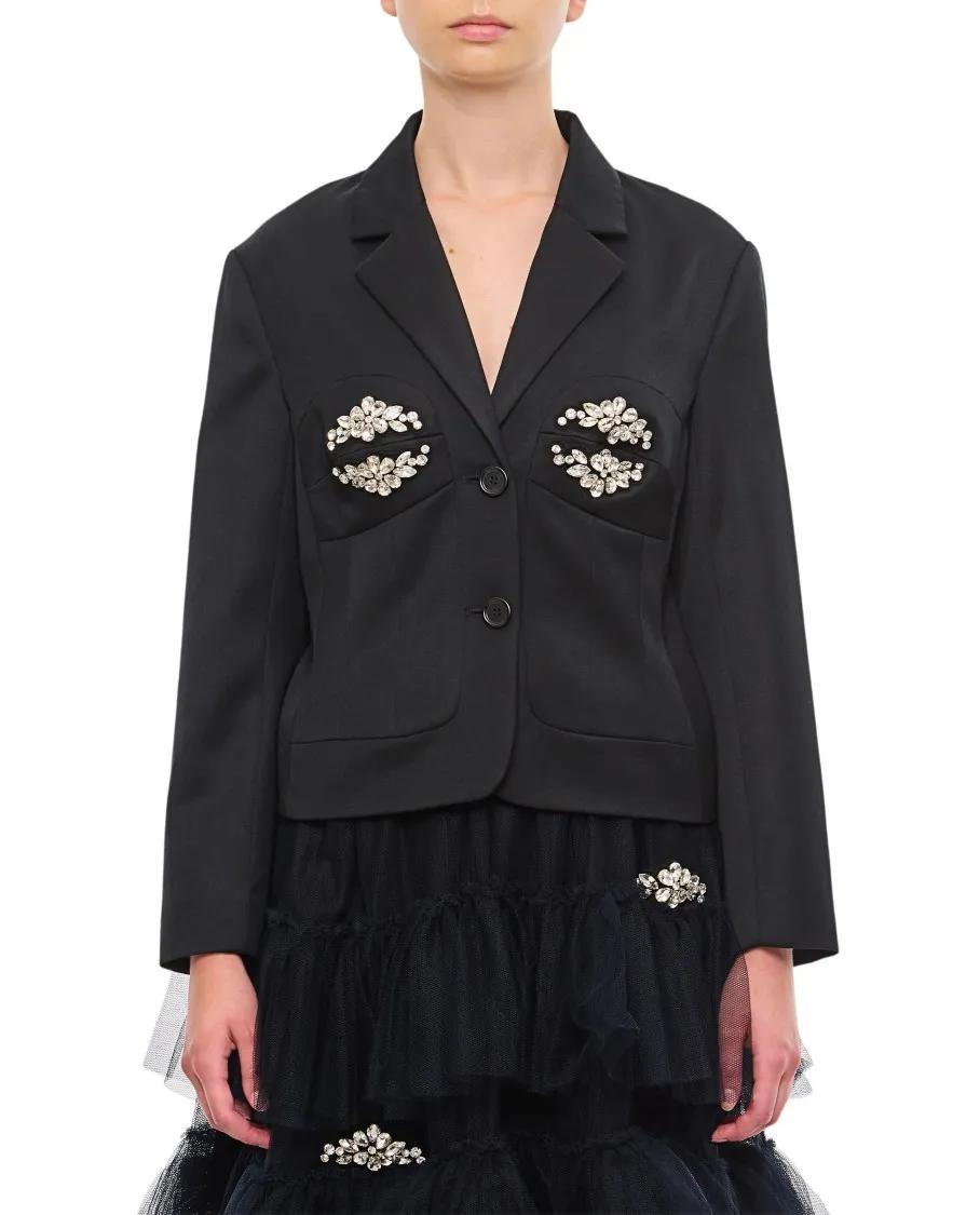 Simone Rocha - Fitted Bust Detail Jacket W/ Embroidery Detail - Größe 8 - schwarz