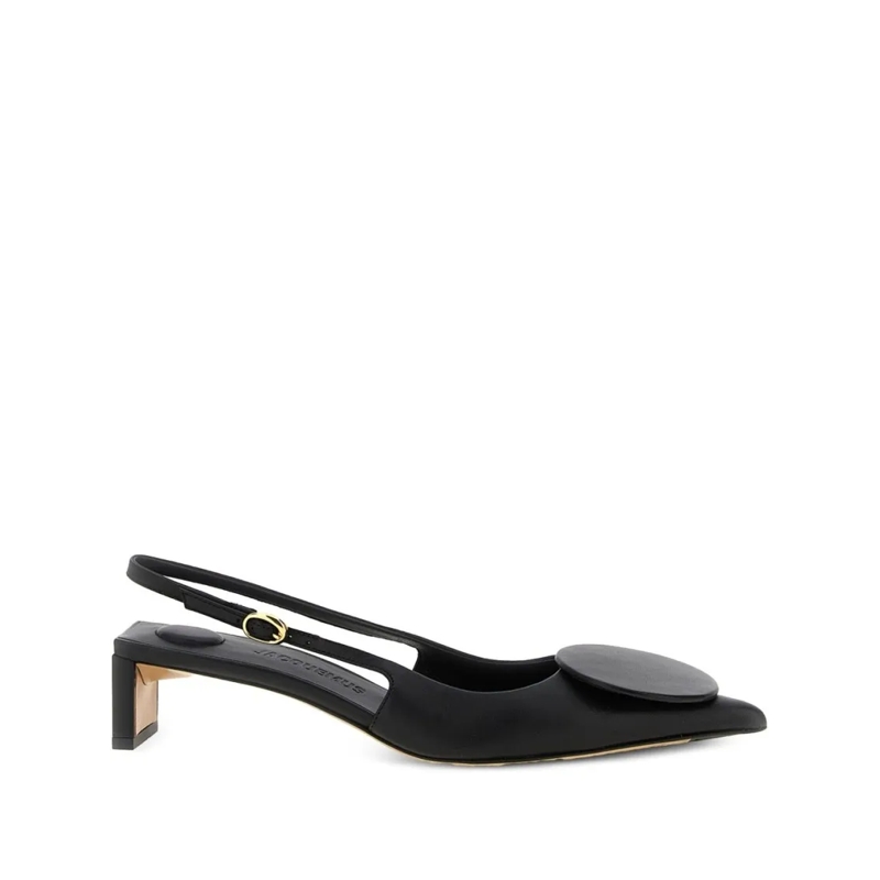 Jacquemus Pumps Pointed Toe Black Leather Slingback Pumps Black