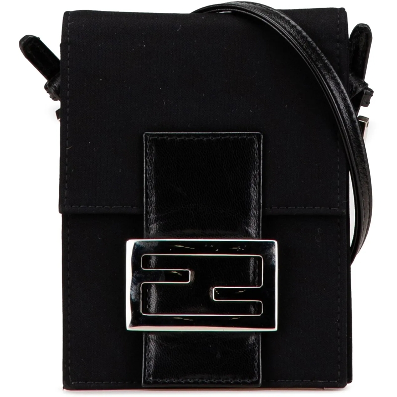 Fendi Schultertasche Mini Nylon FF Lock Crossbody schwarz