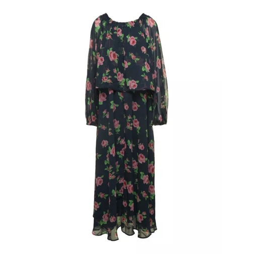 Rotate Maxi Multicolor Dress With All-Over Roses Print In Multicolor 