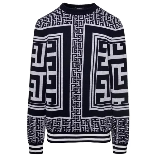Balmain Maxi Monogram Scarf Sweater Black 