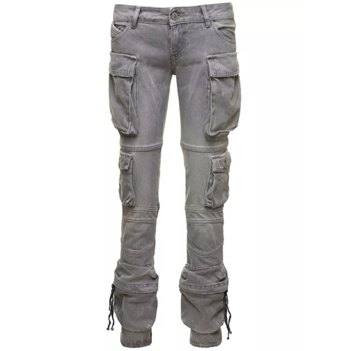 The Attico Essie' Grey Low-Waisted Multi-Pockets Jeans In Den Grey Jeans