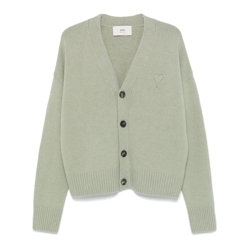 AMI Paris Strickjacke Embroidered Cardigan Green