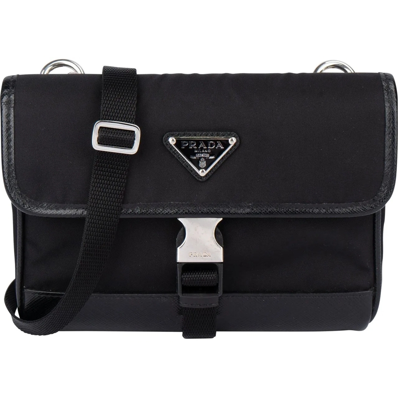 Prada Schultertasche Prada Nylon Triangle Mini Crossbody Side Bag schwarz