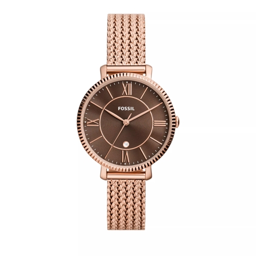 Fossil Jacqueline Three-Hand Date Stainless Steel Mesh Wa Rose Gold Quarz-Uhr