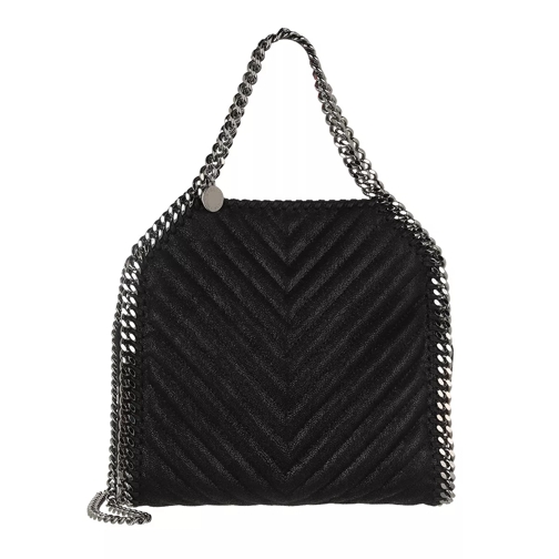 Stella McCartney Mini Falabella Tote Bag Quilted Leather Black Rymlig shoppingväska
