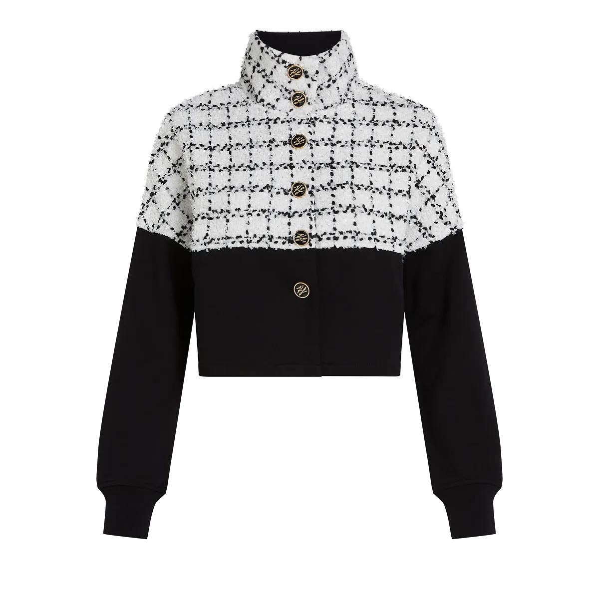 Thumbnail - Karl Lagerfeld - SWEATJACKE AUS BOUCLÉ - Größe M - schwarz