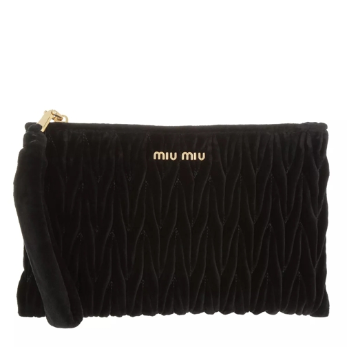 Miu Miu Velvet Matelassé Pouch Nero Handväska med väskrem