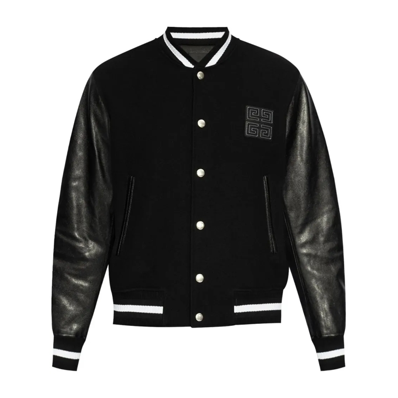 Givenchy Leren jas Black Wool And Leather Jacket Black