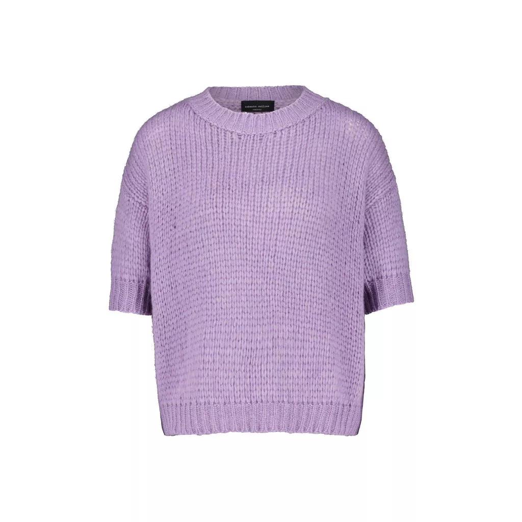 Roberto Collina - Kurzarmpullover - Größe M - purple