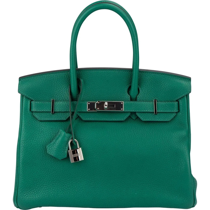 Hermès Schultertasche Hermes Vert Vertigo Verso Taurillon Clemence Leath grün
