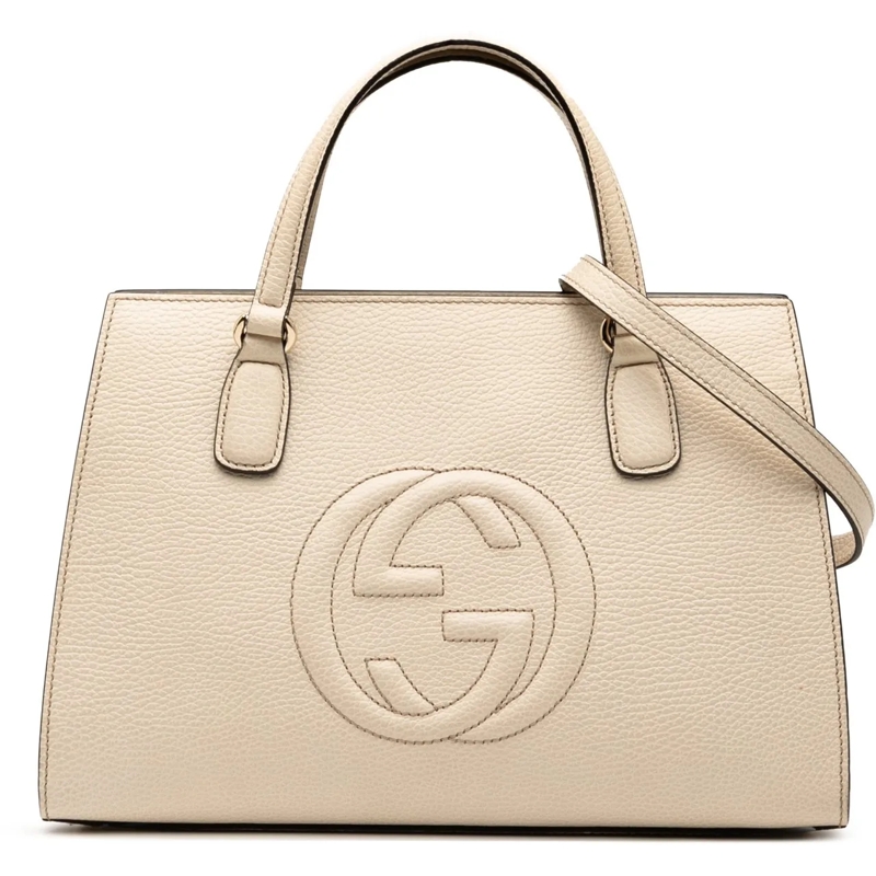 Gucci Schultertasche Medium Leather Soho Satchel weiß