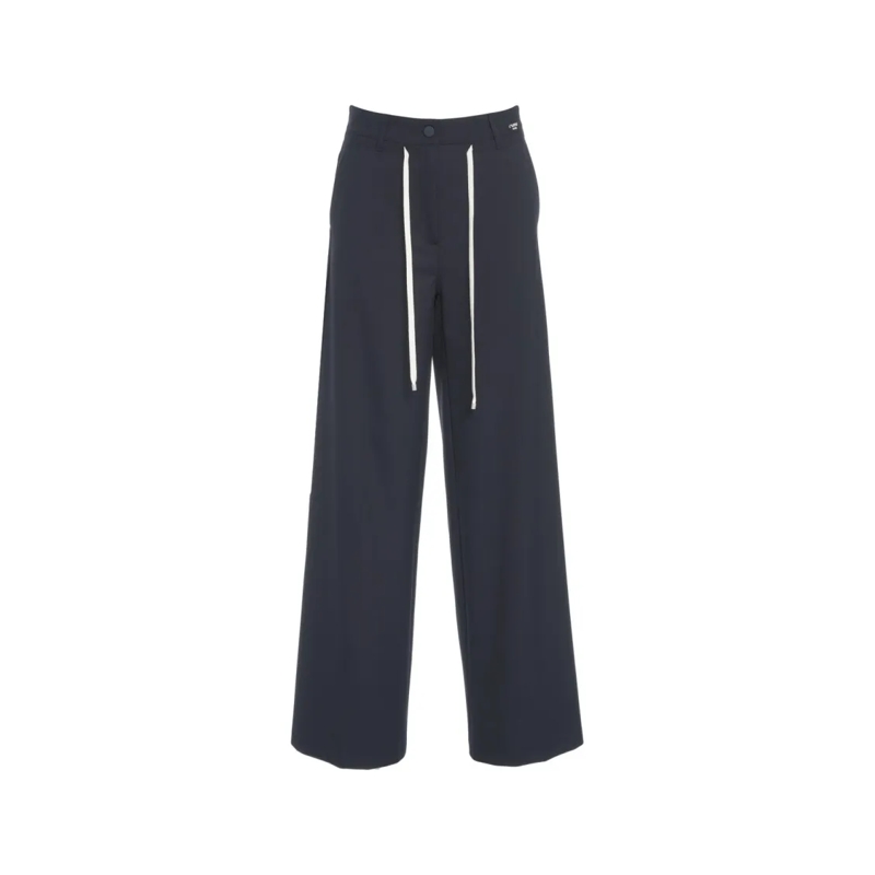 Cambio  Wide Leg Trousers With Drawstring Waist And Minima Black