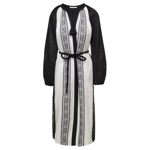 Tory Burch Black And White Embroidered Caftan With Tie And Ta Black 
