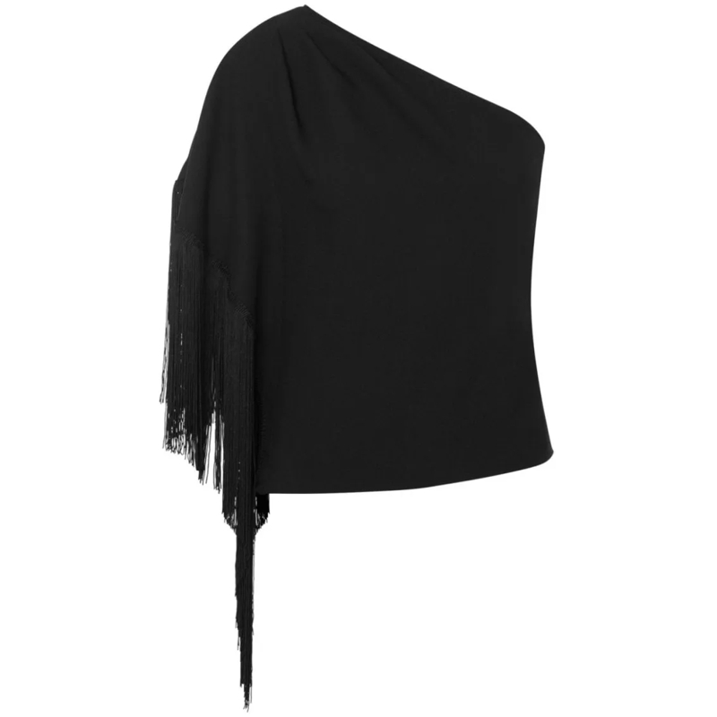 Moschino Bluse Fringed One-Shoulder Black Top Black