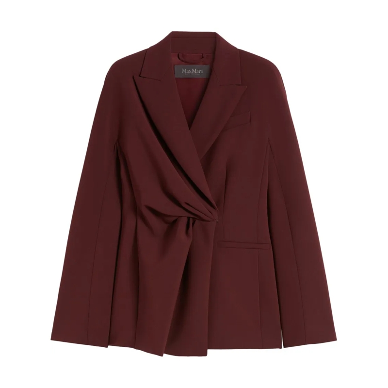 Max Mara Blazer Twisted Front Tailored Jacket With Classic Lapel Burgundy