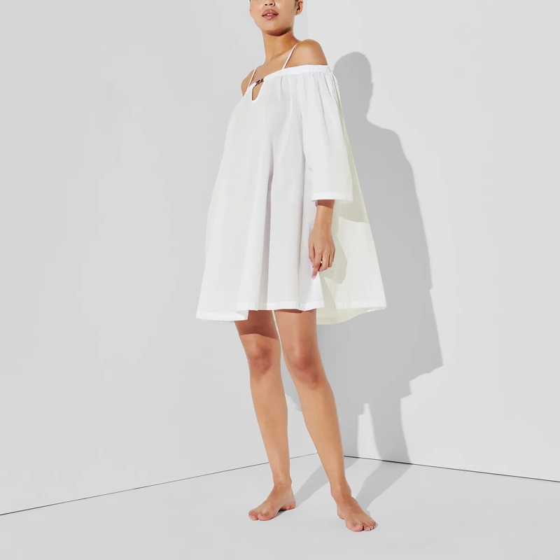 Karl Lagerfeld Kleid K/SIGNATURE&nbsp;SCHULTERFREIES STRANDKLEID weiss (Image 3)