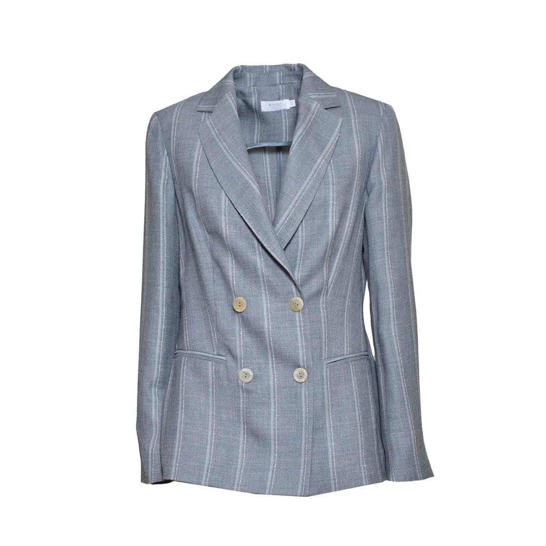 Thumbnail - Barba - Blazer Gi2 Double Breasted In Light Blue Linen - Größe 44 - blau