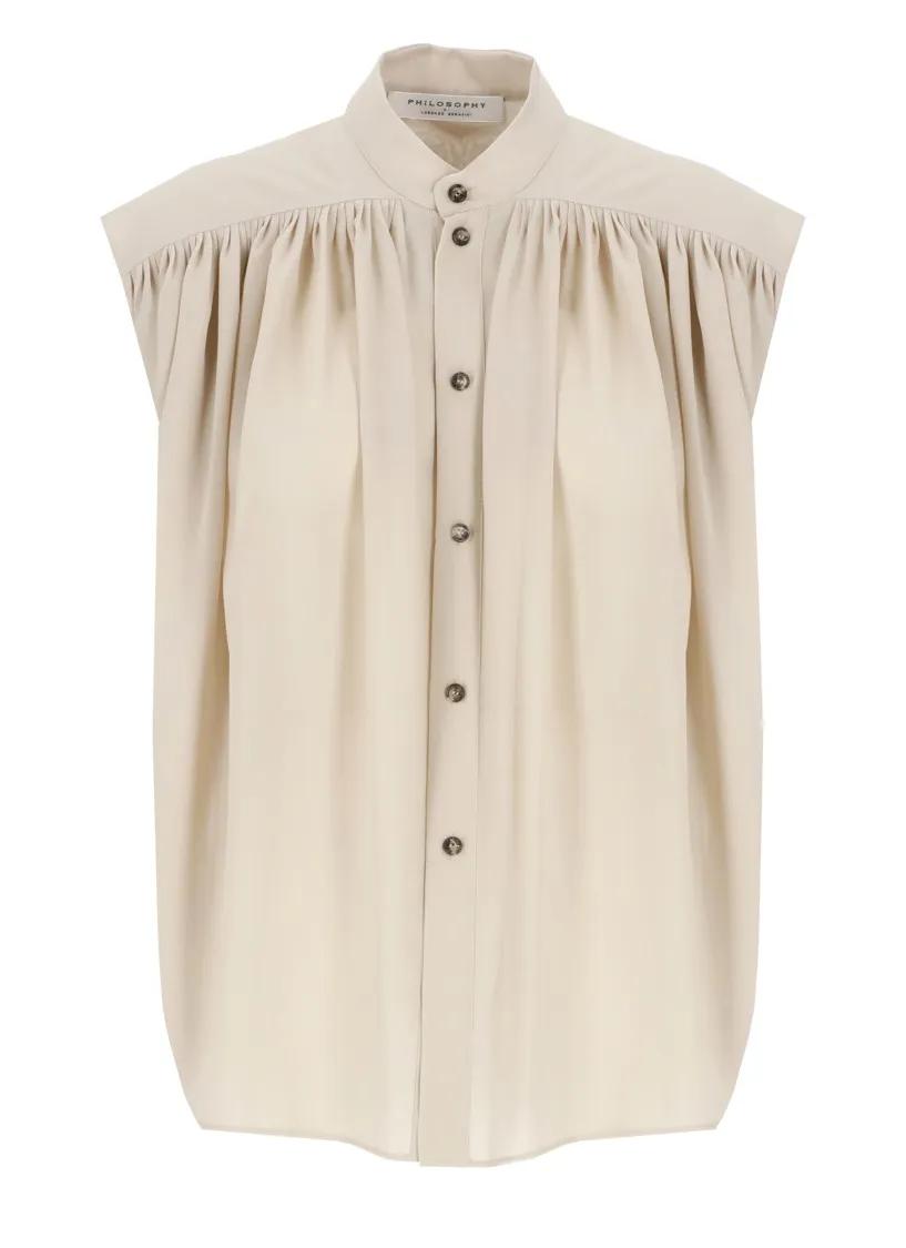 Thumbnail - Philosophy Di Lorenzo Serafini - Beige Cotton Blend Shirt - Größe 38 - beige