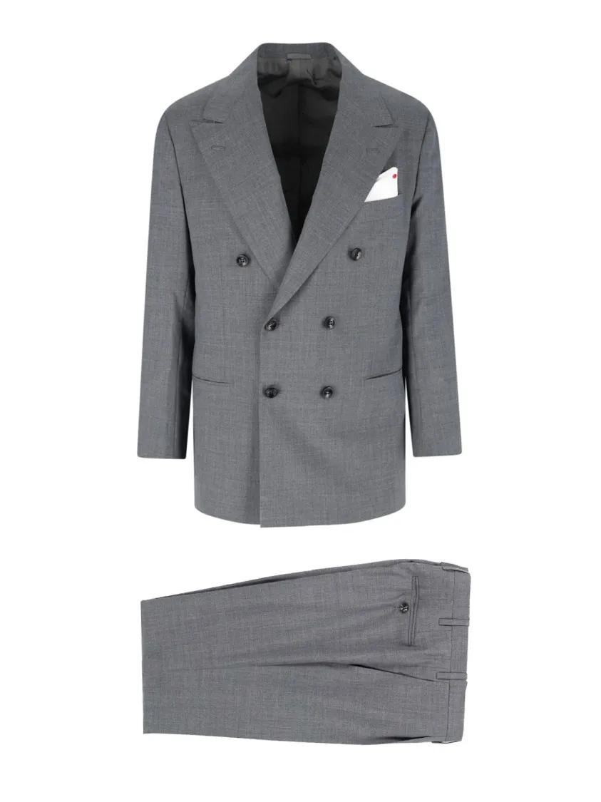 Thumbnail - Kiton - Double-Breasted Suit – Grey - Größe 50 - grau