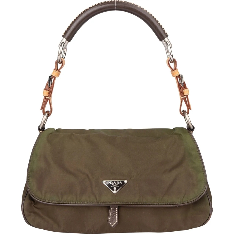 Prada Schultertasche Prada Green Nylon Daino Shoulder Bag grün