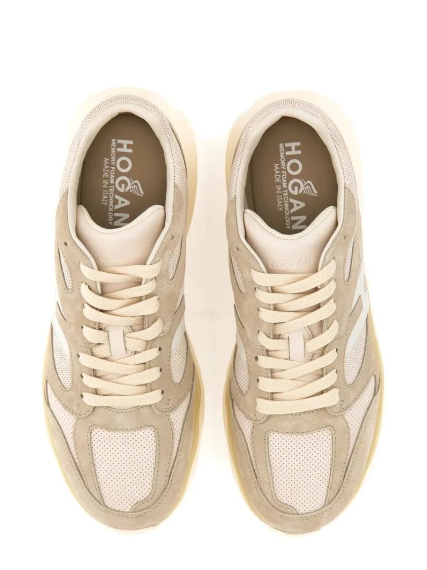 Thumbnail - Hogan Low-Top Sneaker - Calfskin Sneakers With Textured Upper And Sole - Gr. 7 - in Beige - für Damen