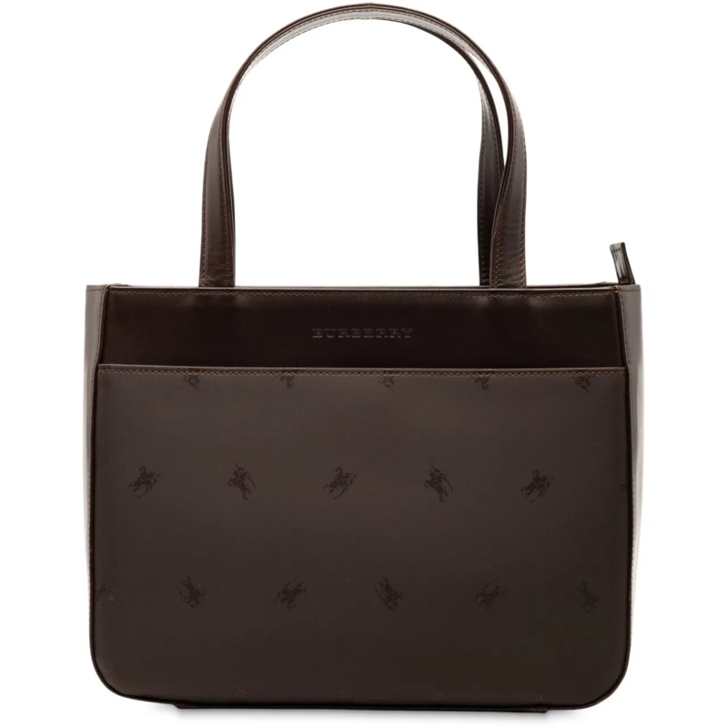 Burberry Tote Leather Trimmed Nylon Handbag braun