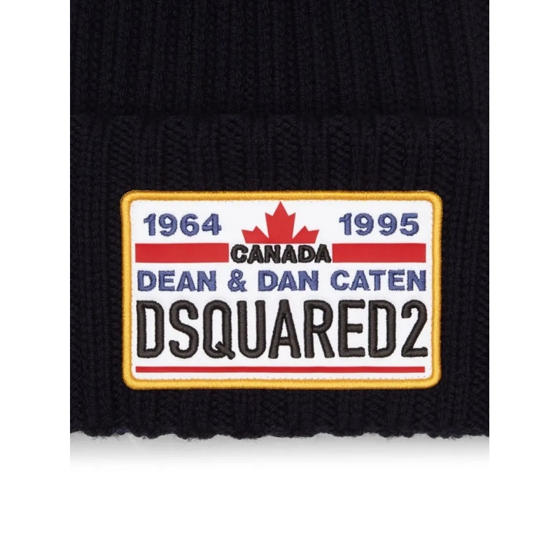 Dsquared2 Hoed Ribbed Black Knit Hat Black