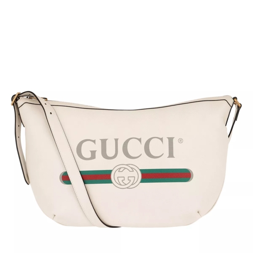 Gucci Half-Moon Hobo Bag Leather White Hoboväska